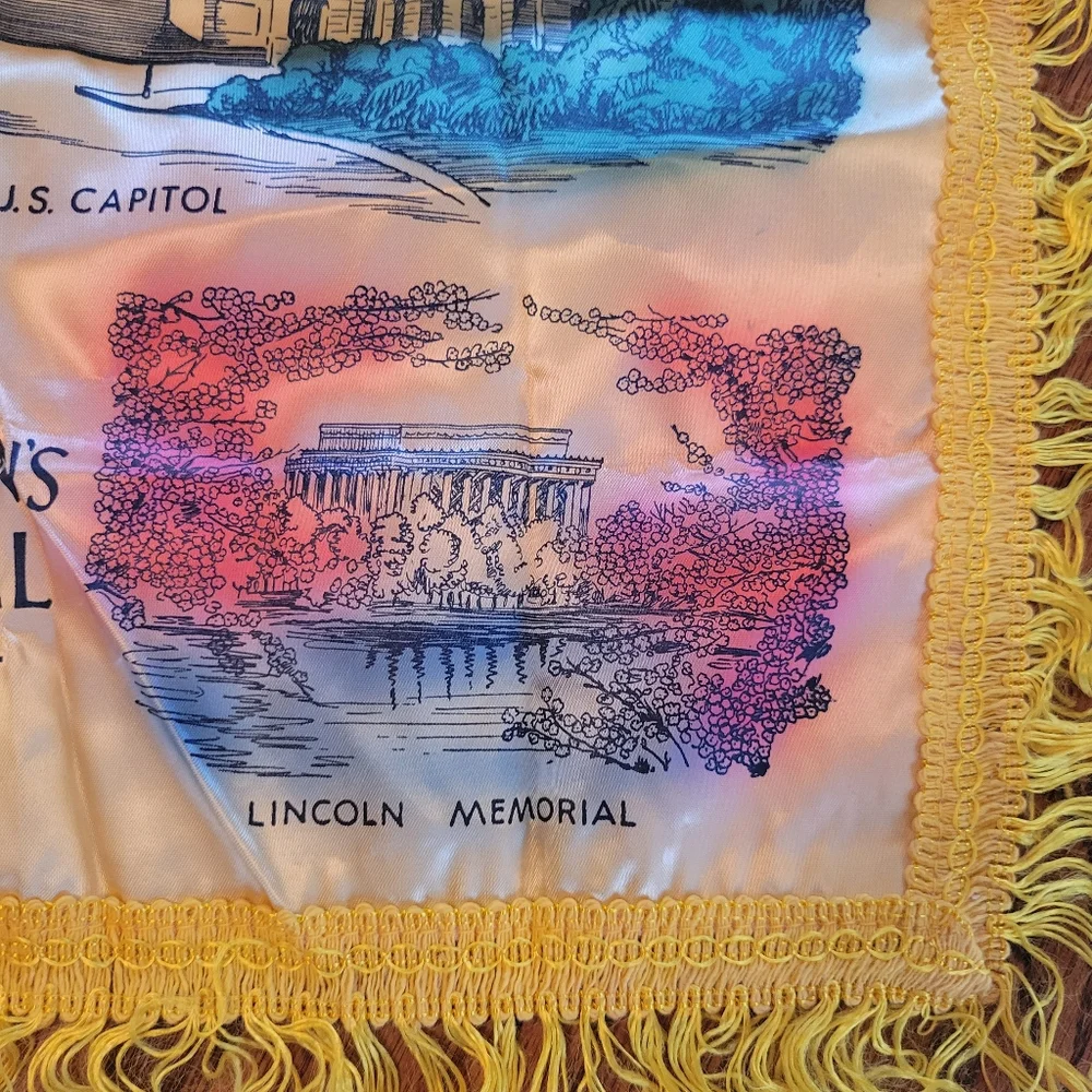 Vintage Washington DC Souvenir Pillow Cover ~ White House ~ Cherry Blossoms
